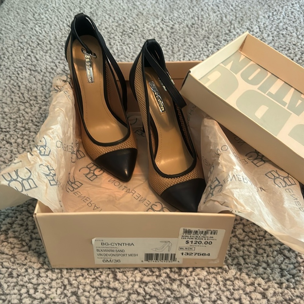 Super sexy strappy heels with tan mesh